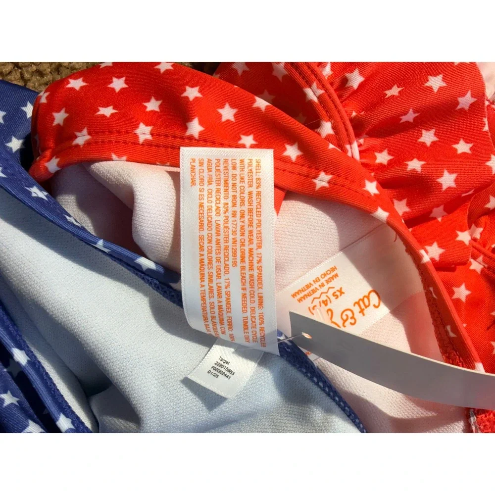 Cat & Jack Patriotic Stars Tankini Swim Bathing Suit Girls 4/5 XS NEW NWT